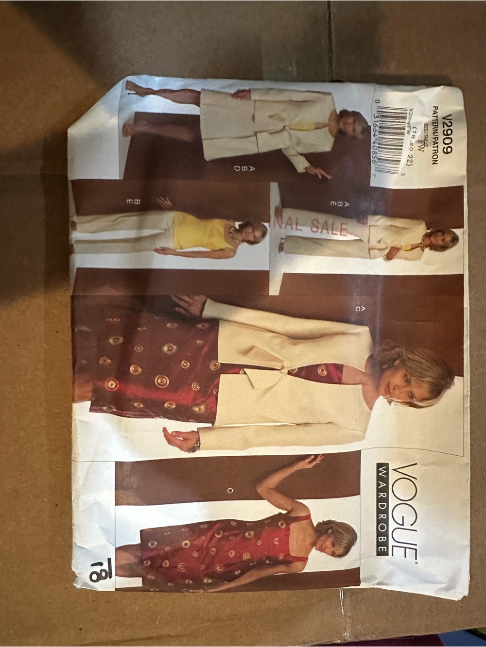 Vogue Cream Jacket and Dress Pattern with Burgundy Print Dress